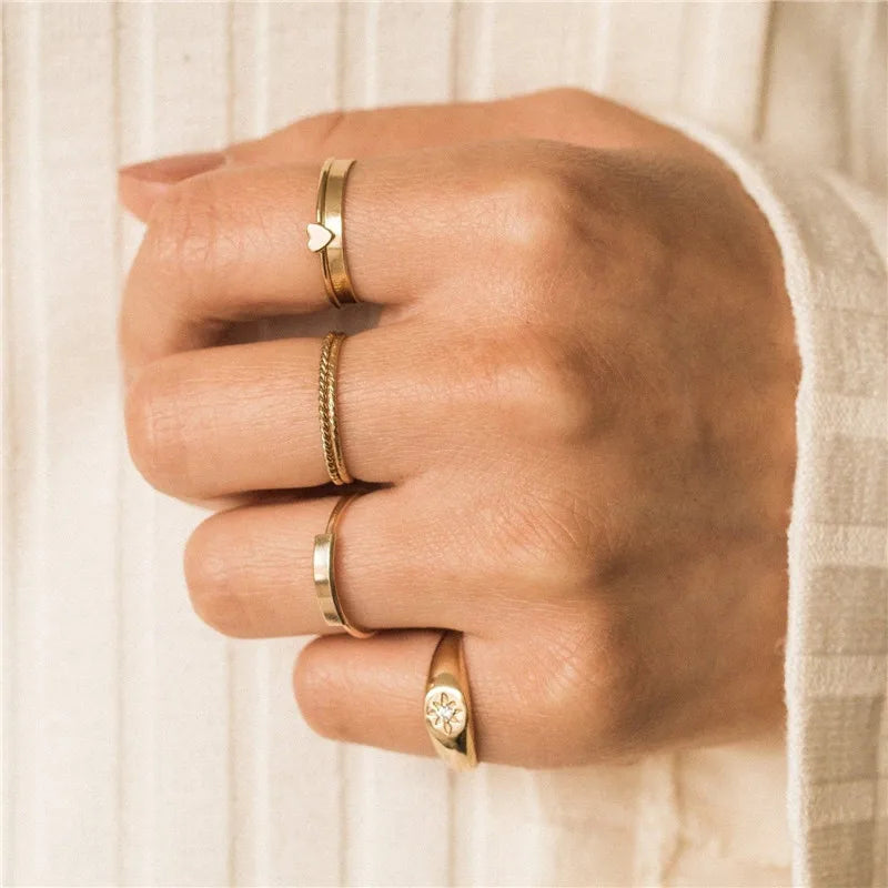 Anillo Banda Plana Dorada Boho