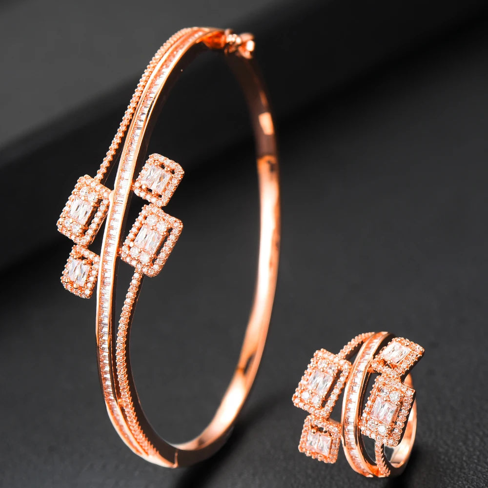Conjunto GODKI de Pulsera y Anillo con Zirconia