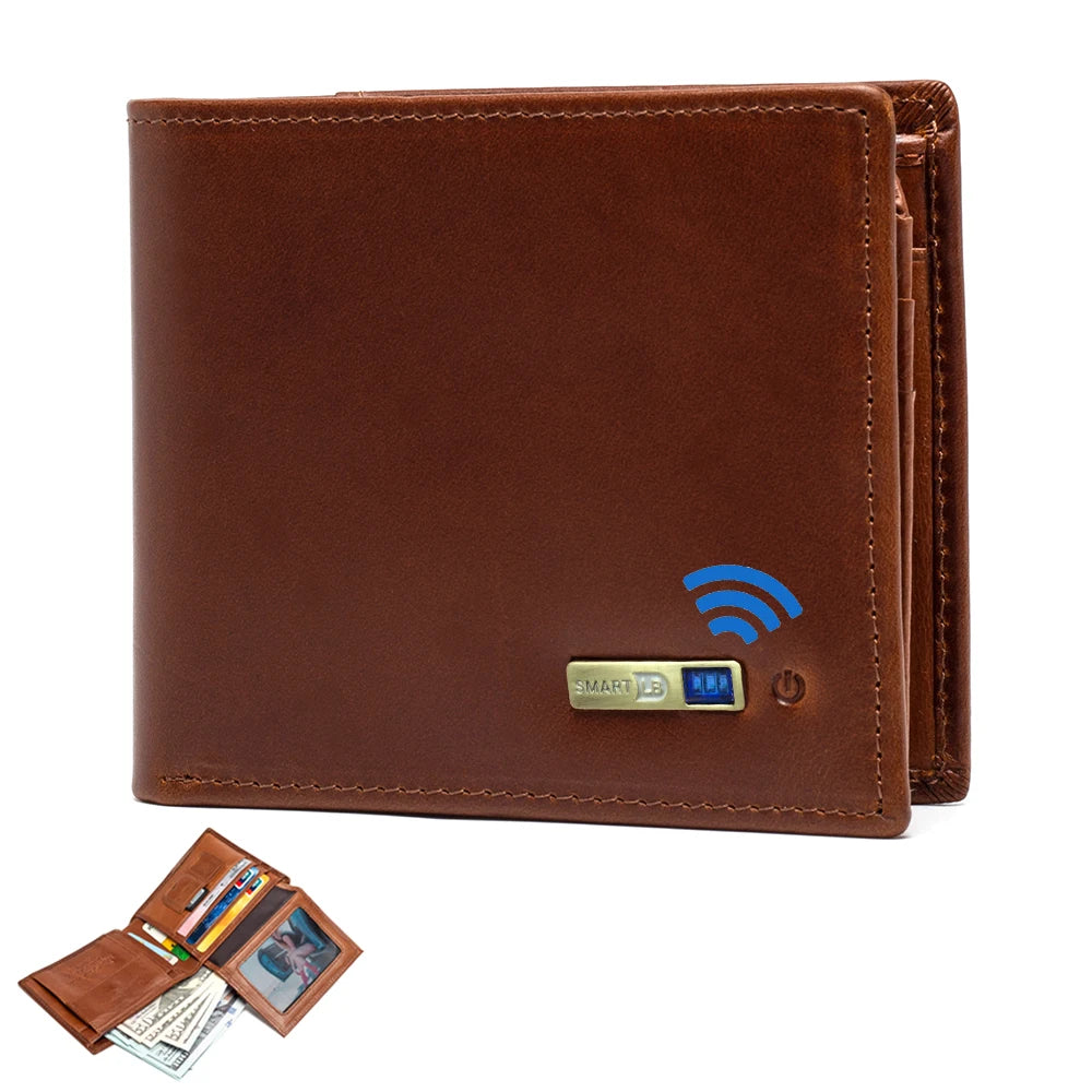 Cartera Inteligente de Cuero Vacuno con Rastreo Bluetooth