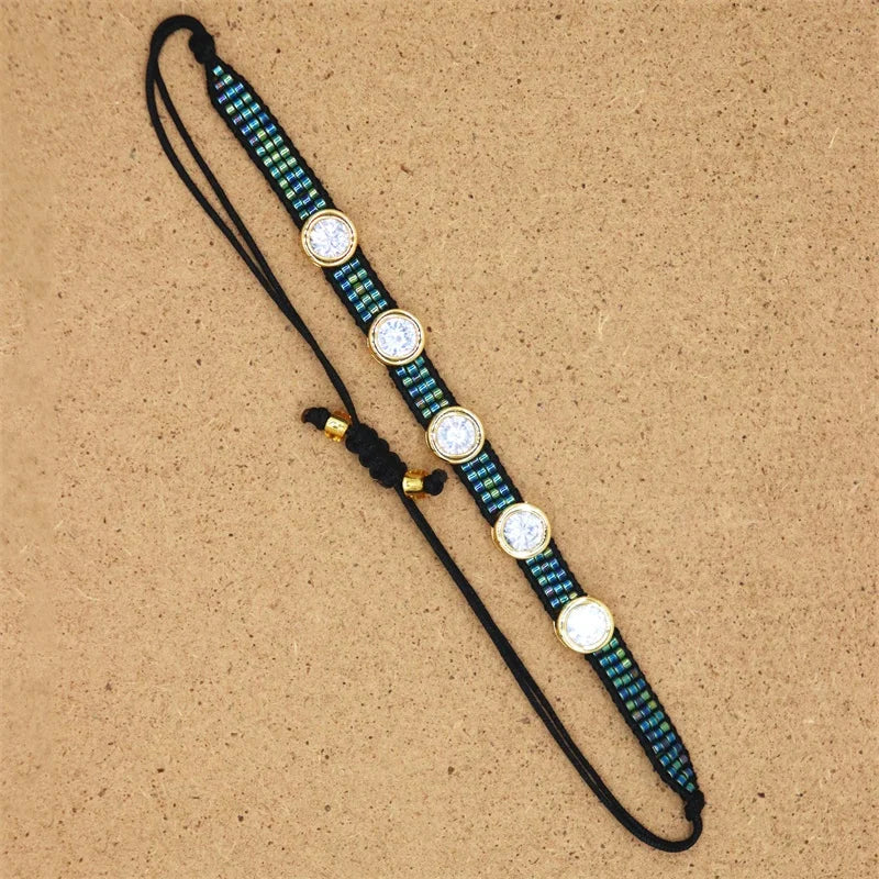 Pulsera Ajustable de Cristal con Diseño Geométrico