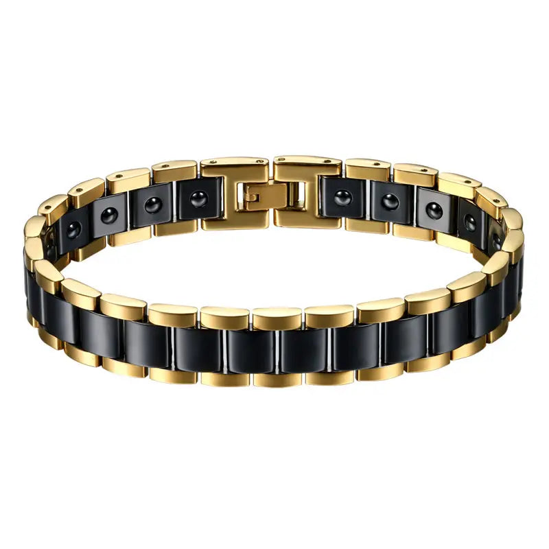 Pulsera de Cerámica y Acero Inoxidable con Piedra Magnética
