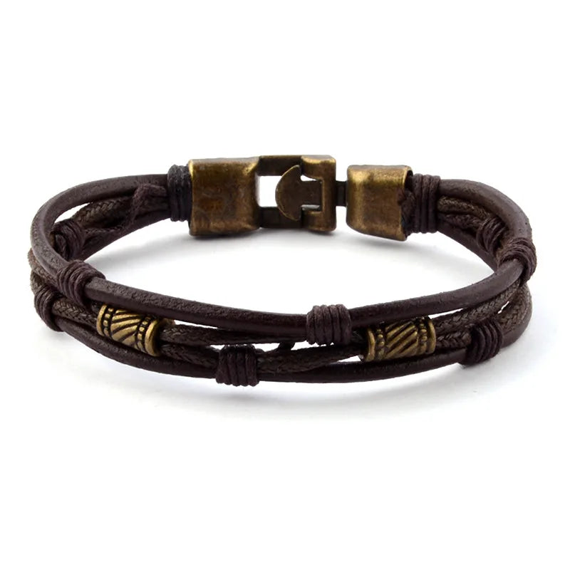 Pulsera de Cuero Trenzado Retro para Hombre