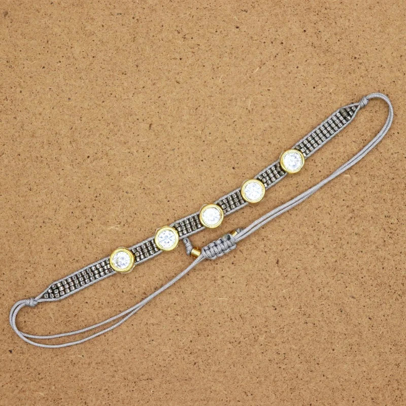 Pulsera Ajustable de Cristal con Diseño Geométrico