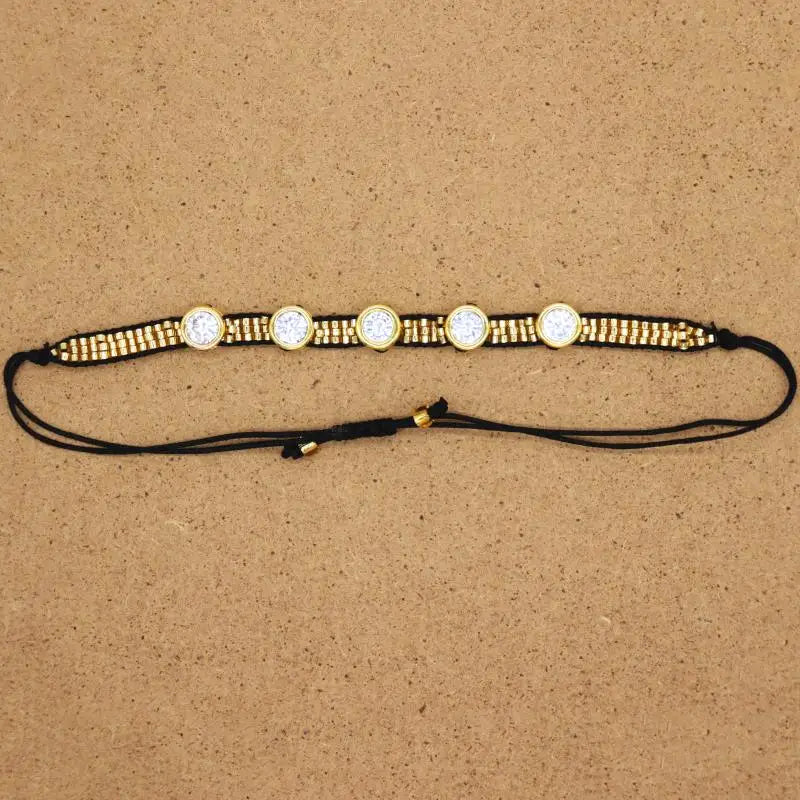 Pulsera Ajustable de Cristal con Diseño Geométrico