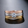 Conjunto de 3 Anillos de Oro 18K con Diamante