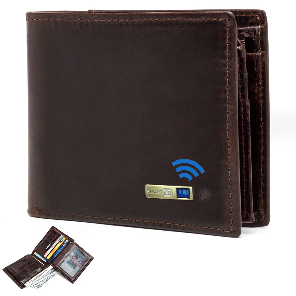 Cartera Inteligente de Cuero Vacuno con Rastreo Bluetooth