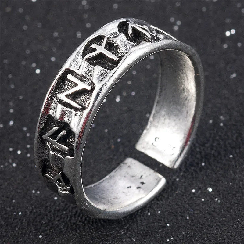 Anillo Vikingo Runas Nórdicas Ajustable