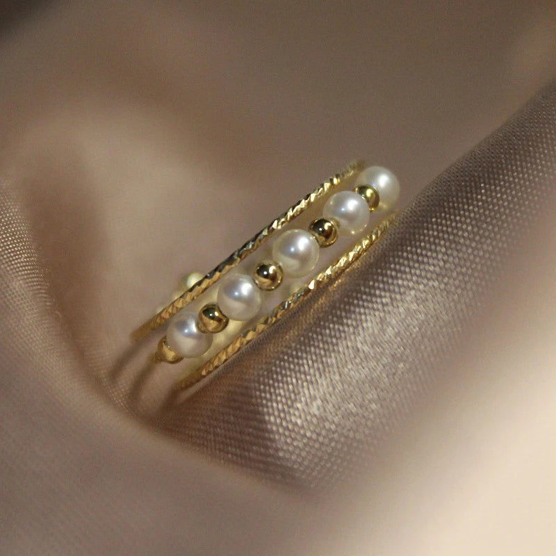Anillo con Perla Natural y Oro Laminado 14K