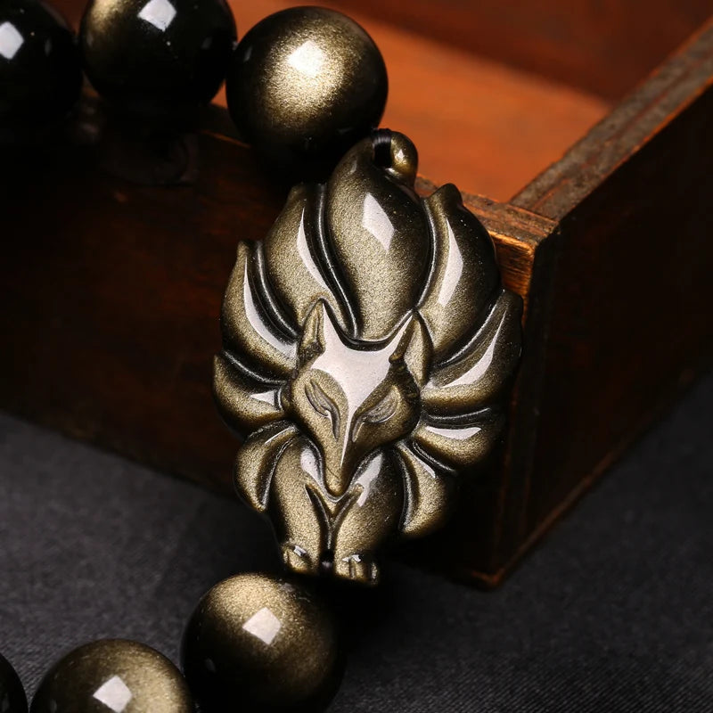 Pulsera de Obsidiana Natural con Cuentas