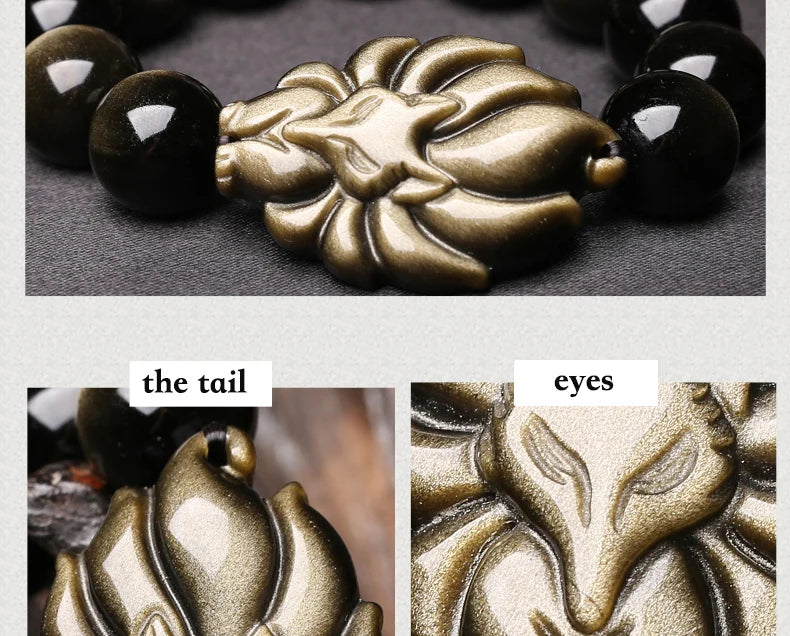 Pulsera de Obsidiana Natural con Cuentas