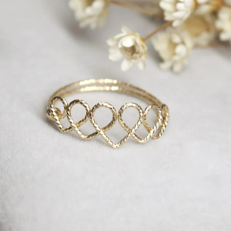 Anillo de Corazón con Oro Laminado 14K
