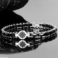 Pulsera de Cerámica y Acero Inoxidable con Diseño de Brújula