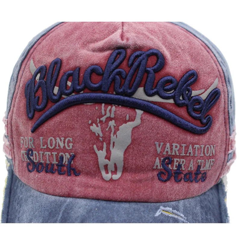 Gorra Bordada de Algodón Estilo Retro