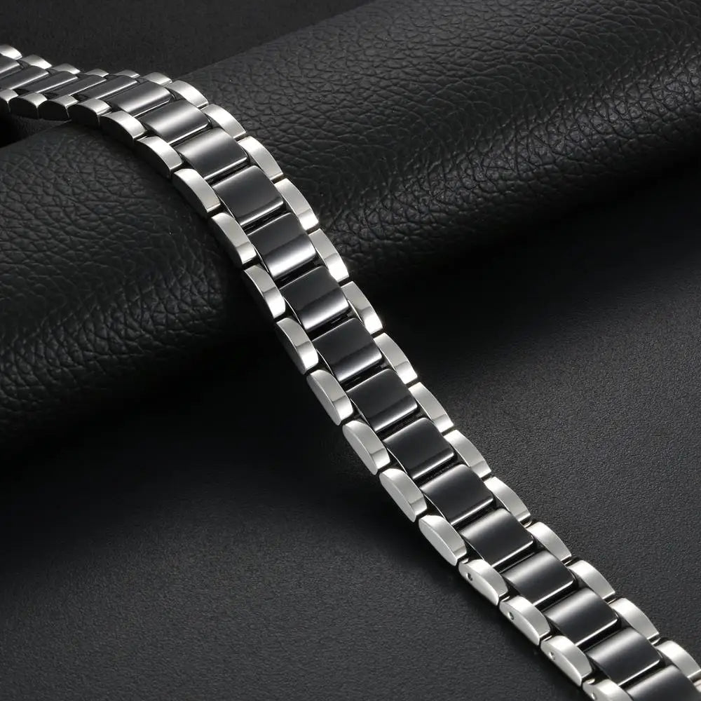 Pulsera de Cerámica y Acero Inoxidable con Piedra Magnética