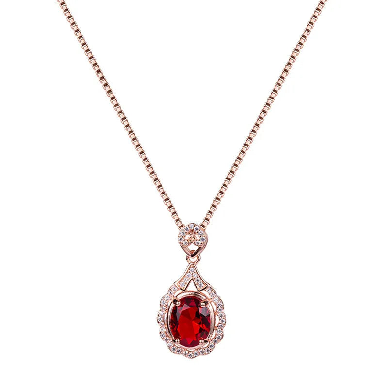 Collar Fino con Rubí en Oro Rosa 14K