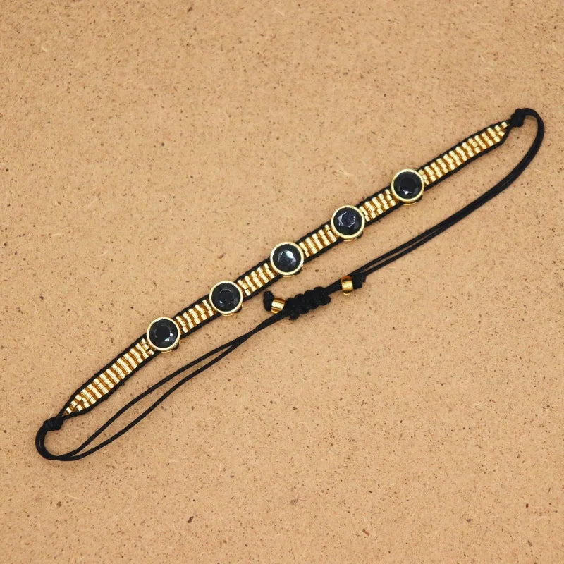 Pulsera Ajustable de Cristal con Diseño Geométrico