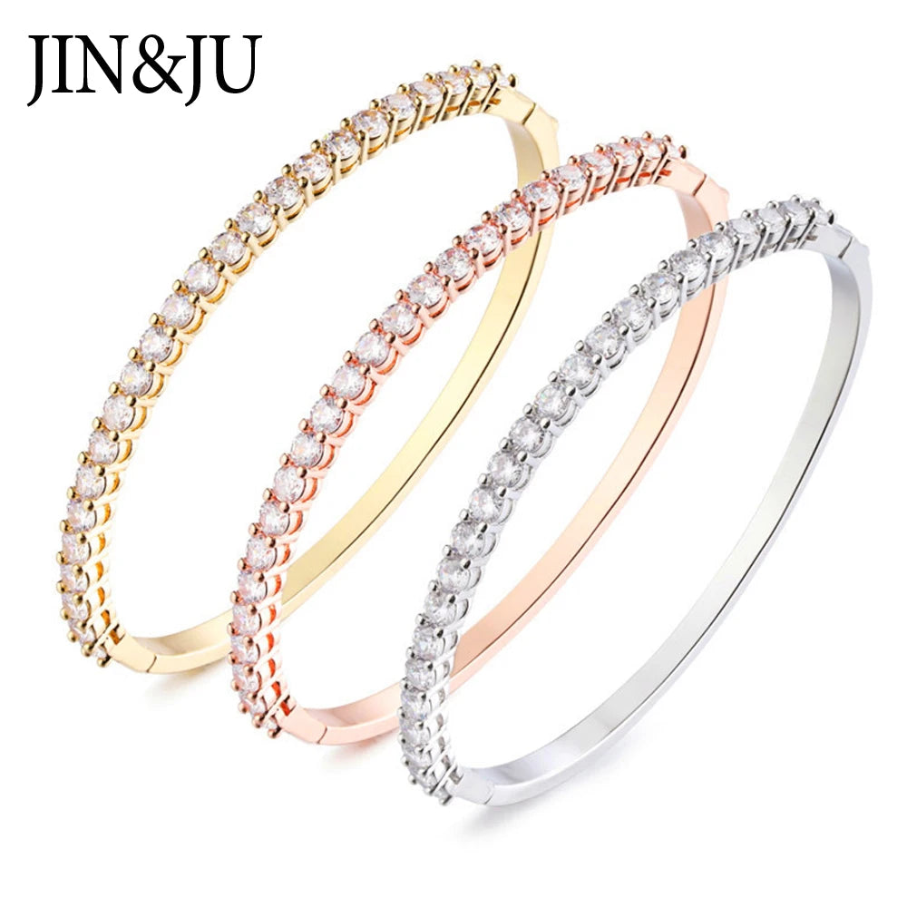 Pulsera con Zirconia y Acabado Metálico para Mujer