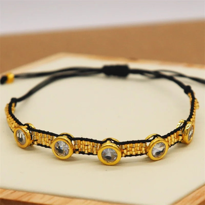 Pulsera Ajustable de Cristal con Diseño Geométrico