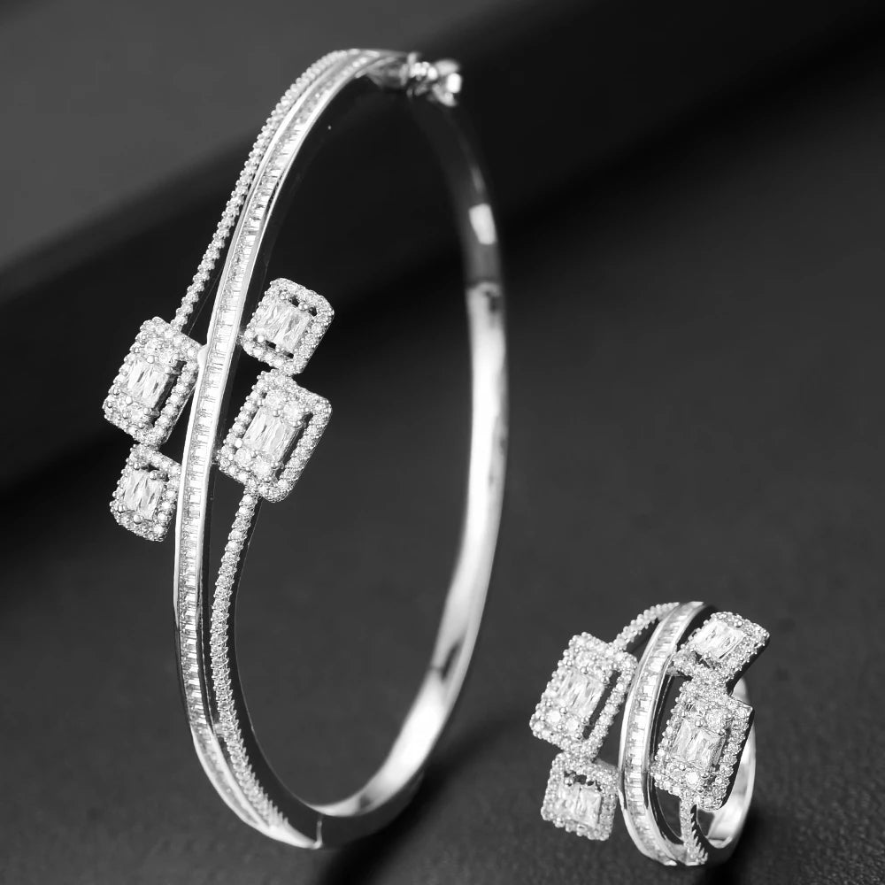 Conjunto GODKI de Pulsera y Anillo con Zirconia