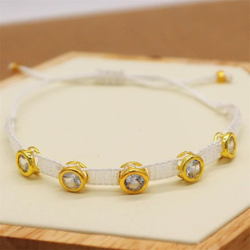 Pulsera Ajustable de Cristal con Diseño Geométrico