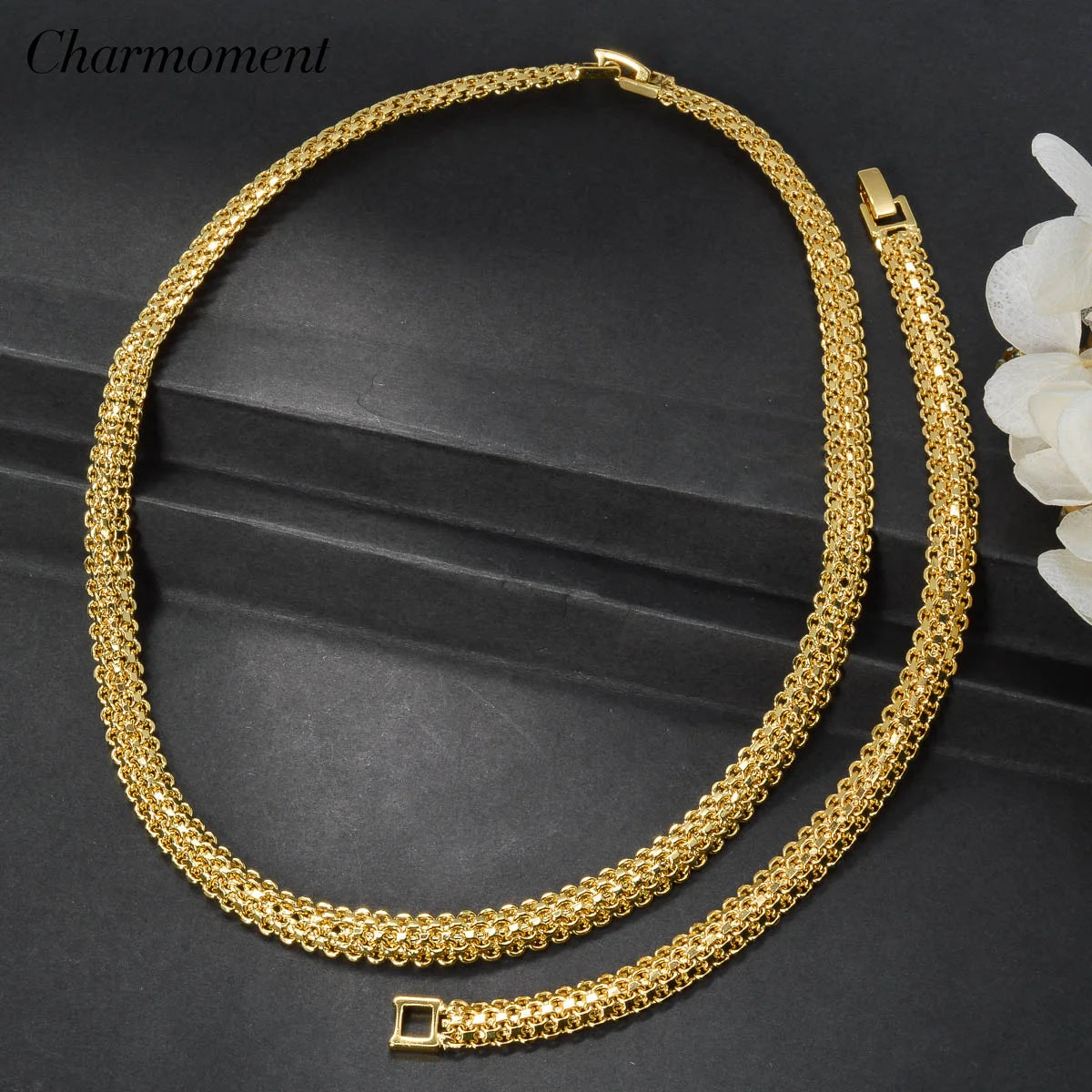 Conjunto de Collar y Pulsera de Cadena Italiana