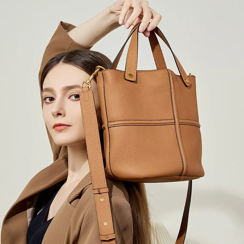 Bolsa Tipo Cubeta de Cuero Vacuno