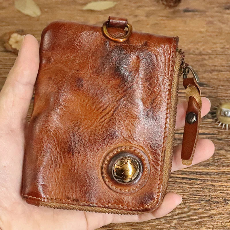 Monedero de Cuero Genuino Estilo Retro