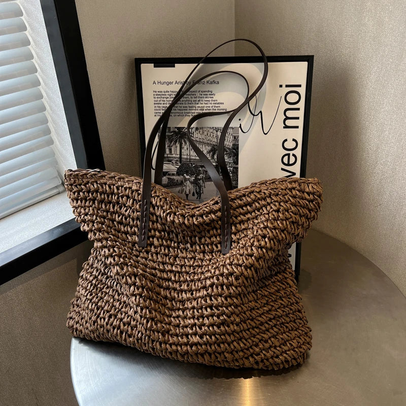Bolsa de Paja Tejida para Playa