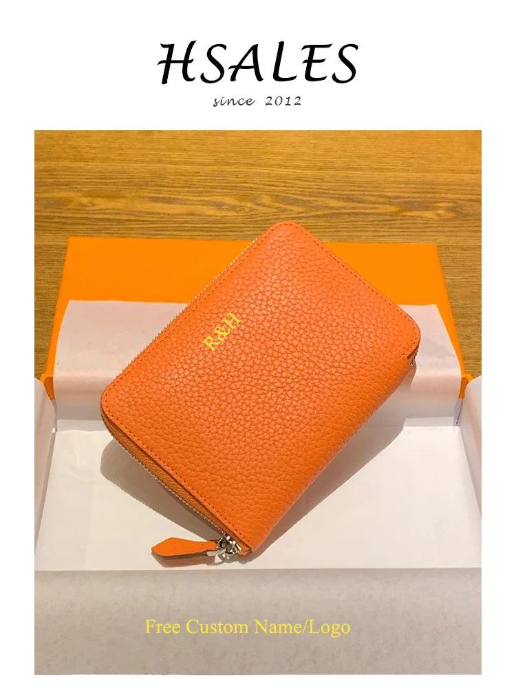 Cartera Minimalista de Cuero Vacuno con Cremallera