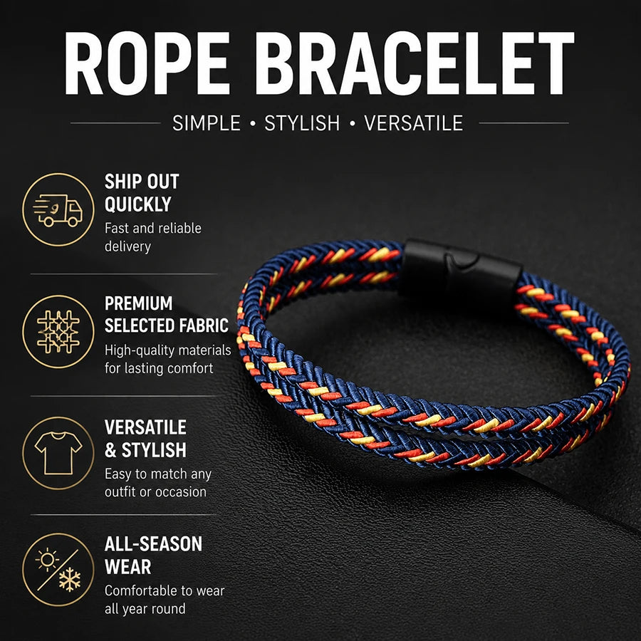 Pulsera Étnica de Cordón Doble para Hombre