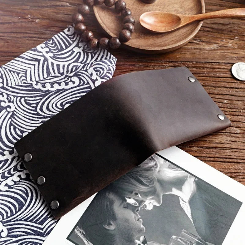 Cartera Delgada de Cuero Crazy Horse