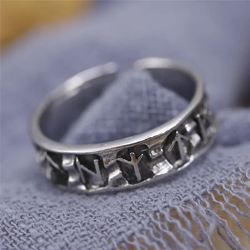 Anillo Vikingo Runas Nórdicas Ajustable