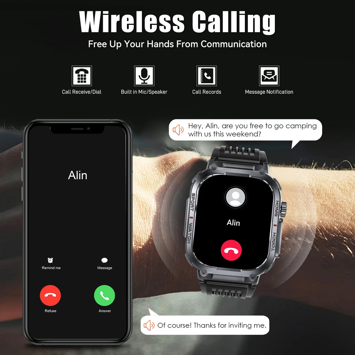 Reloj Inteligente con Brújula y Linterna