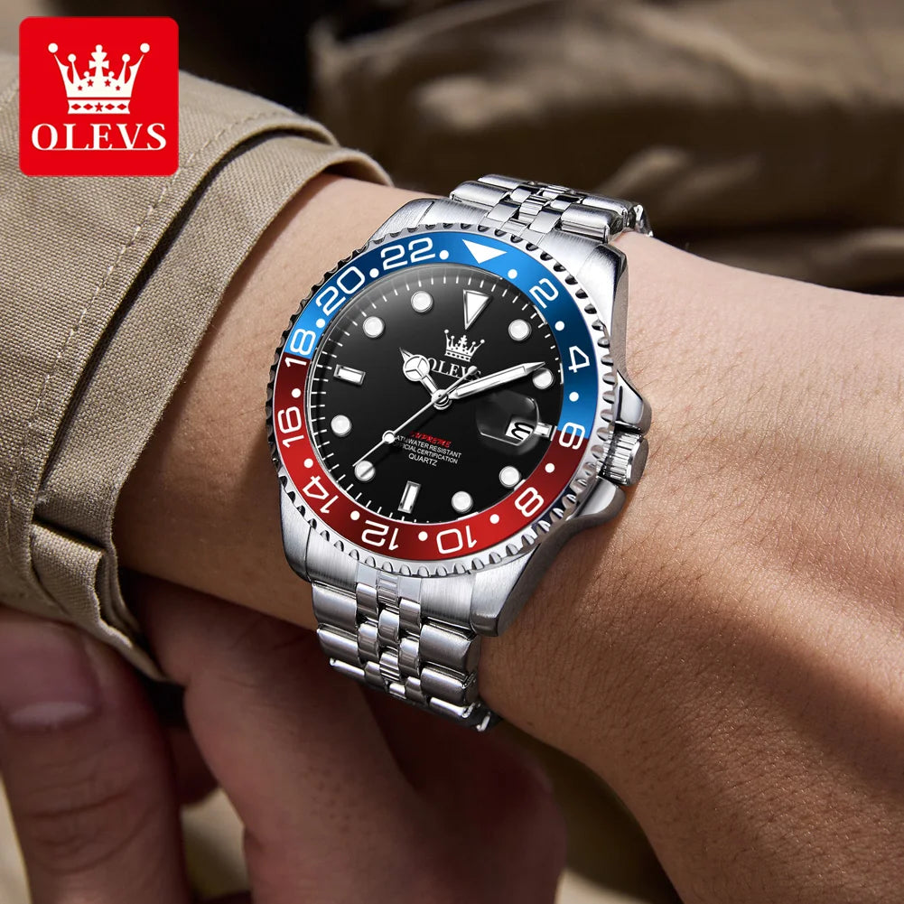 Reloj Redondo Bicolor Azul Rojo