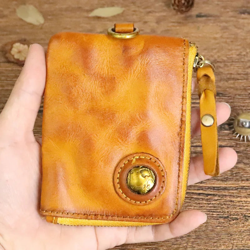 Monedero de Cuero Genuino Estilo Retro