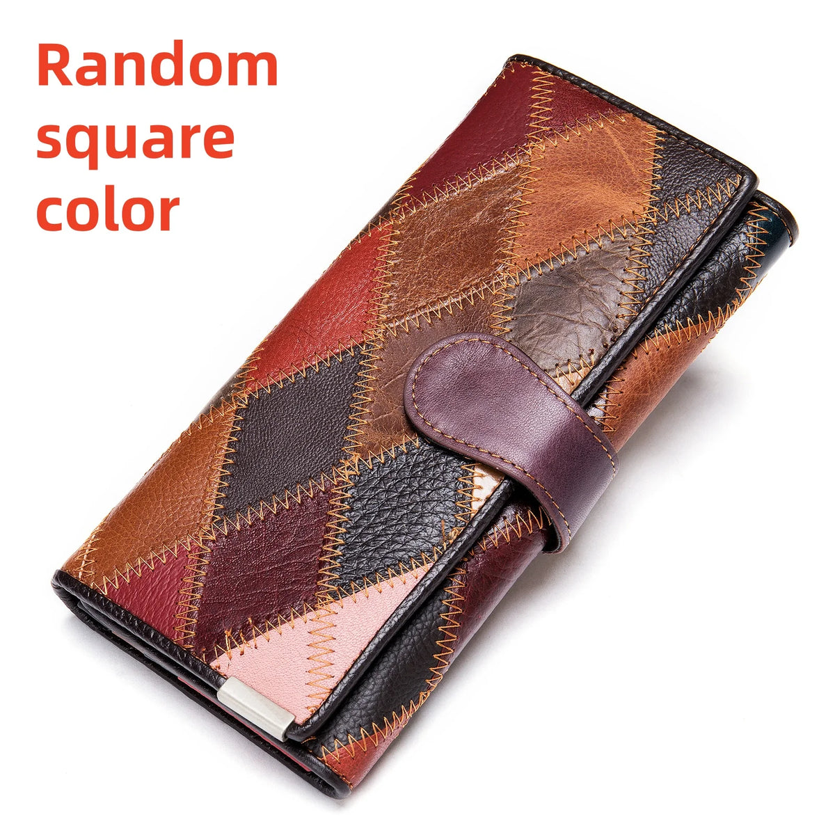 Cartera de Mano de Cuero Genuino Multicolor