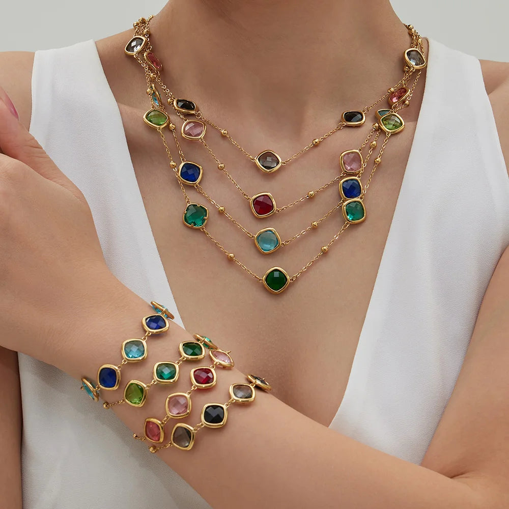 Conjunto de Joyería de Acero Inoxidable con Acabado Dorado