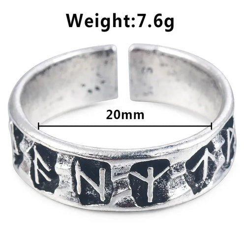 Anillo Vikingo Runas Nórdicas Ajustable