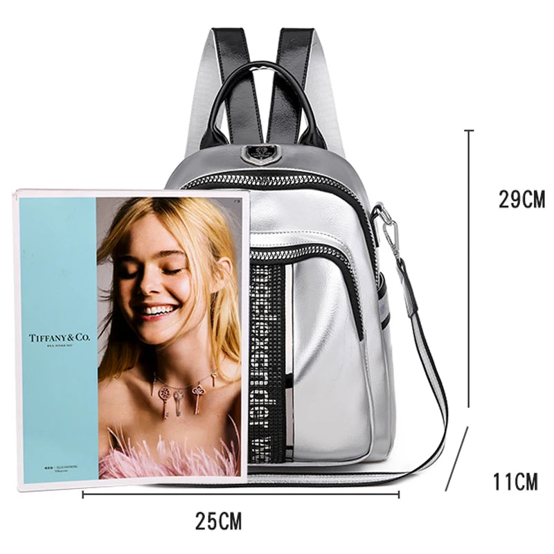 Mochila de PU Multibolsillos para Mujer
