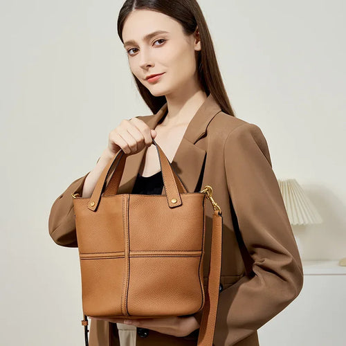 Bolsa Tipo Cubeta de Cuero Vacuno