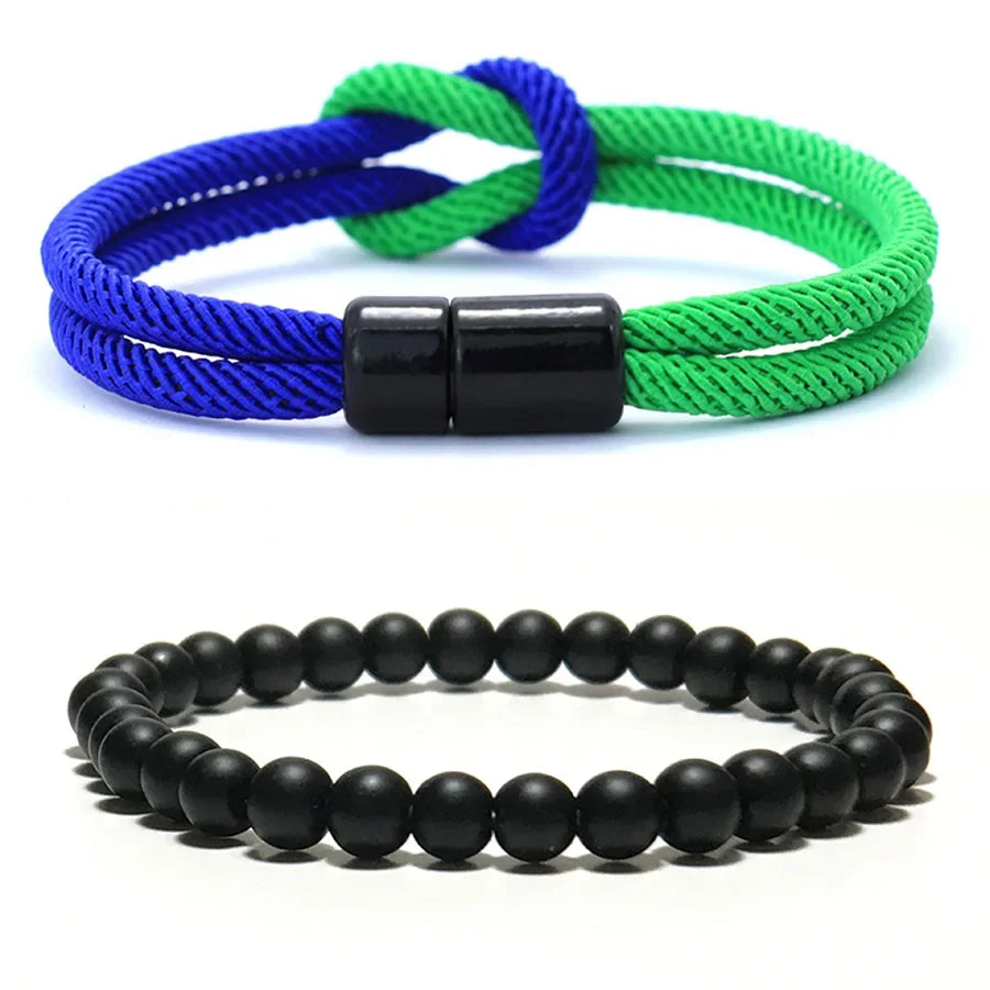 Set de 2 Pulseras de Cordón Bicolor con Cierre Magnético