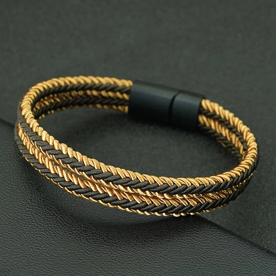 Pulsera Étnica de Cordón Doble para Hombre