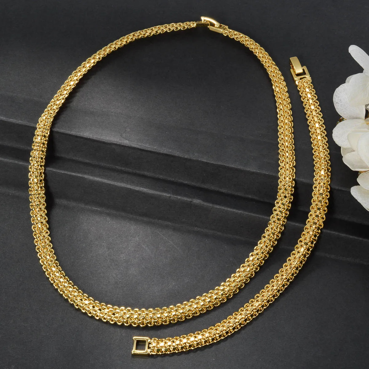 Conjunto de Collar y Pulsera de Cadena Italiana