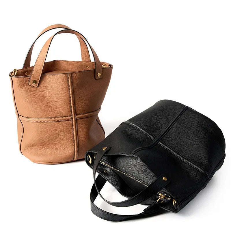 Bolsa Tipo Cubeta de Cuero Vacuno