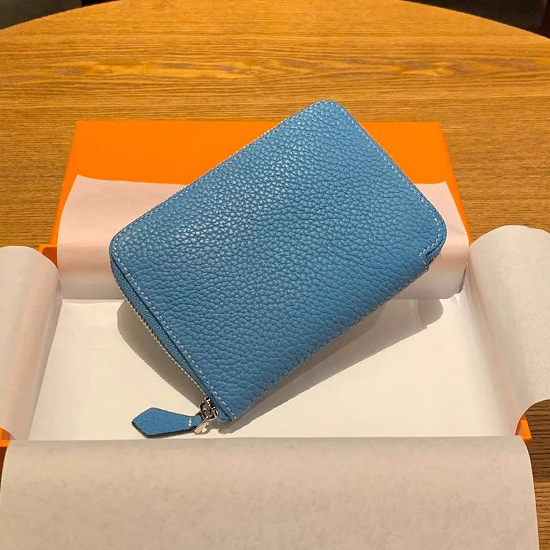 Cartera Minimalista de Cuero Vacuno con Cremallera