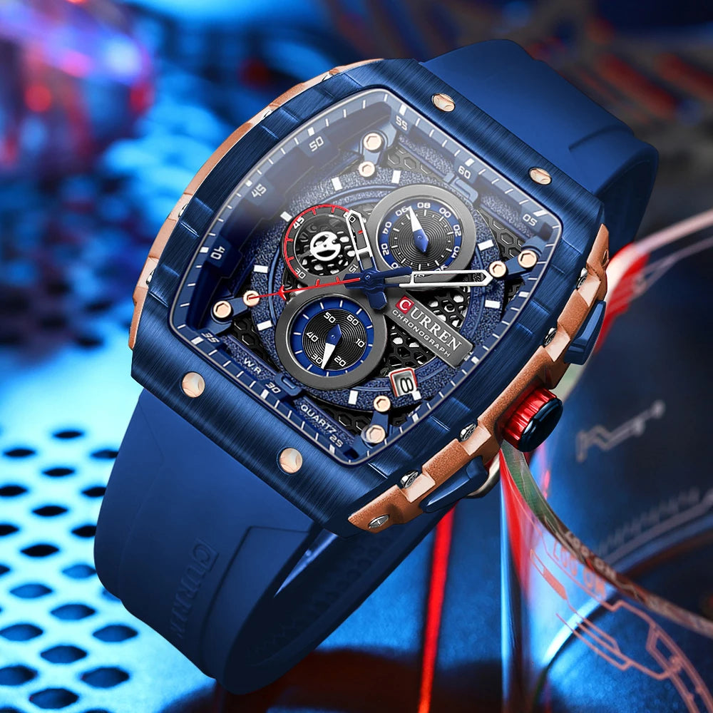 Reloj CURREN 8442 Cronógrafo con Correa de Silicona