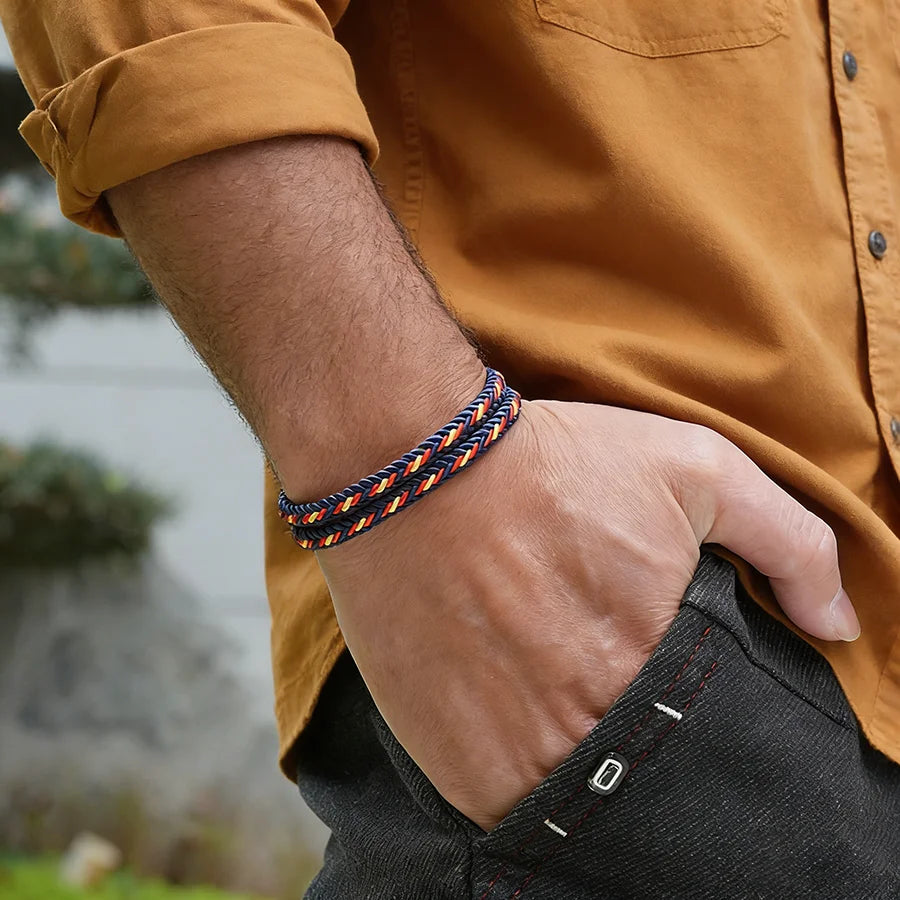 Pulsera Étnica de Cordón Doble para Hombre
