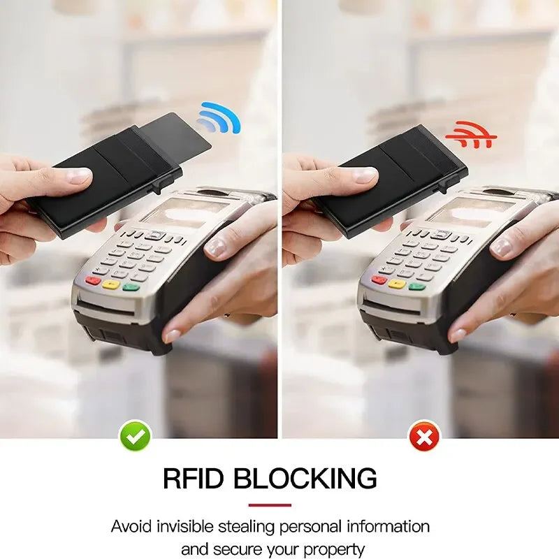 Tarjetero Metálico Delgado con Protección RFID