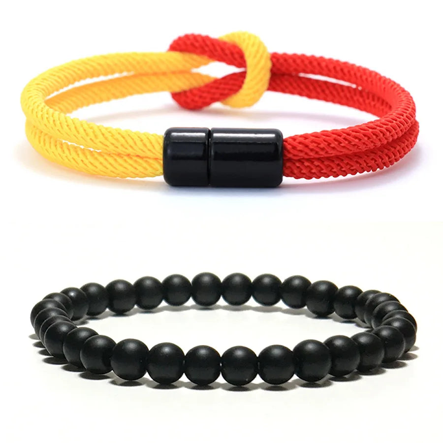 Set de 2 Pulseras de Cordón Bicolor con Cierre Magnético