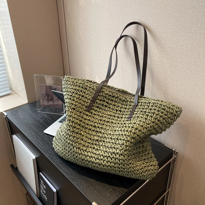 Bolsa de Paja Tejida para Playa